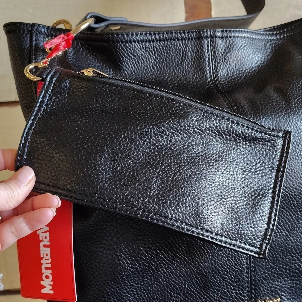 Montana West PU pebble leather black hobo bag with extra zip pouch
